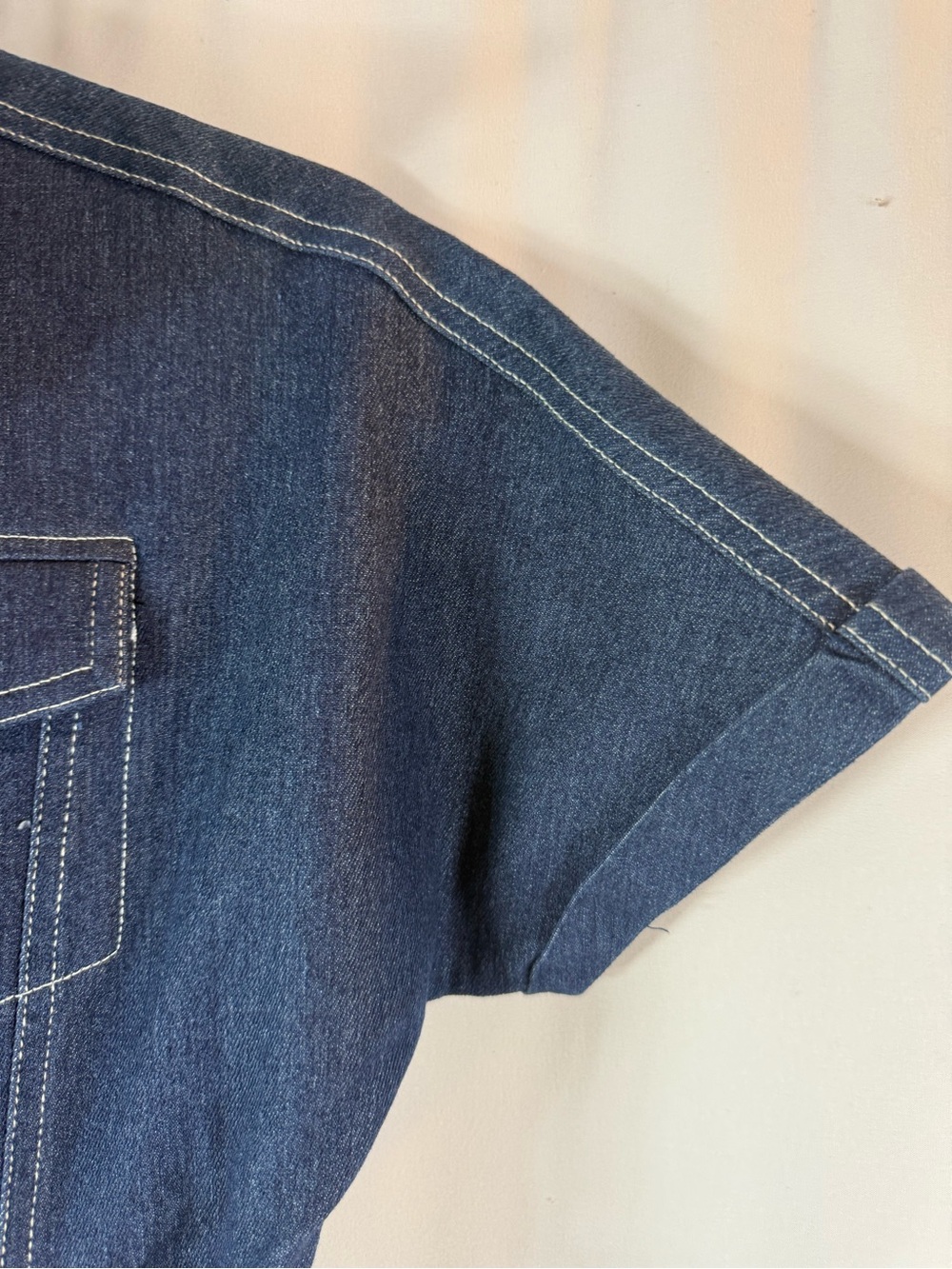 Petal & Pup Dark Blue Denim Tie-Waist Jumpsuit Short Sleeve size: S - Picture 13 of 17